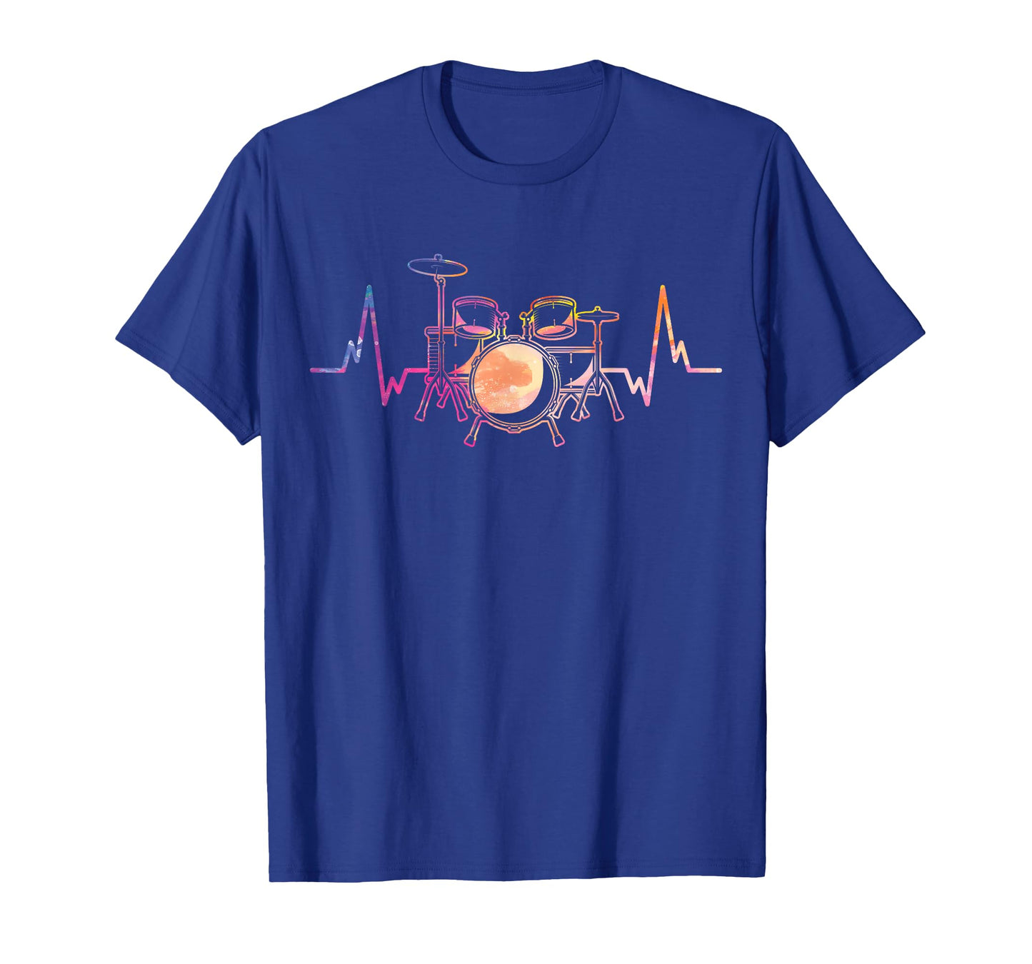 Retro Heartbeat Drummer Drums Drumming Drum Set T-Shirt