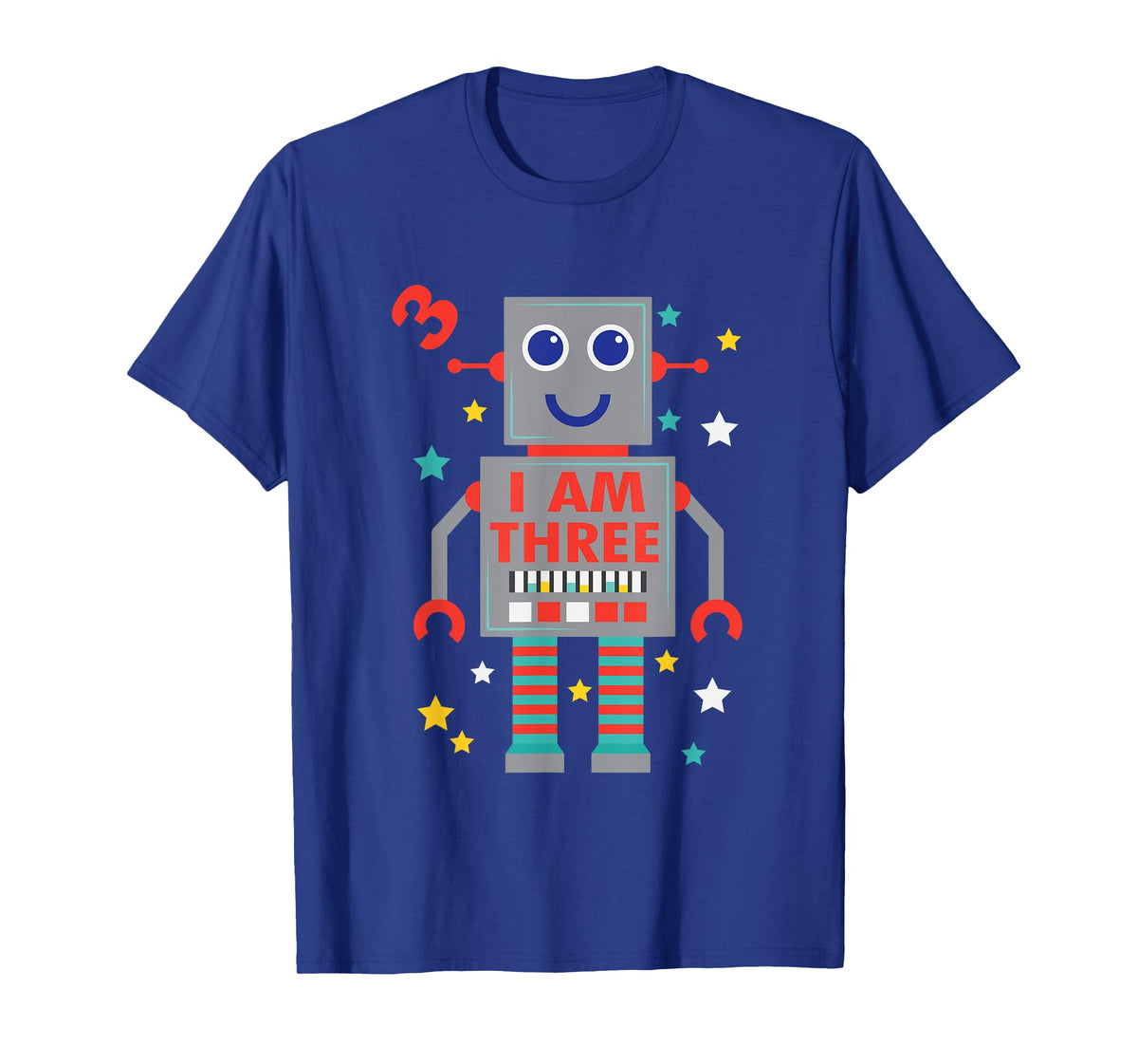 I Am Three Robot Funny Robotics 3 Year Old Birthday Party T-Shirt