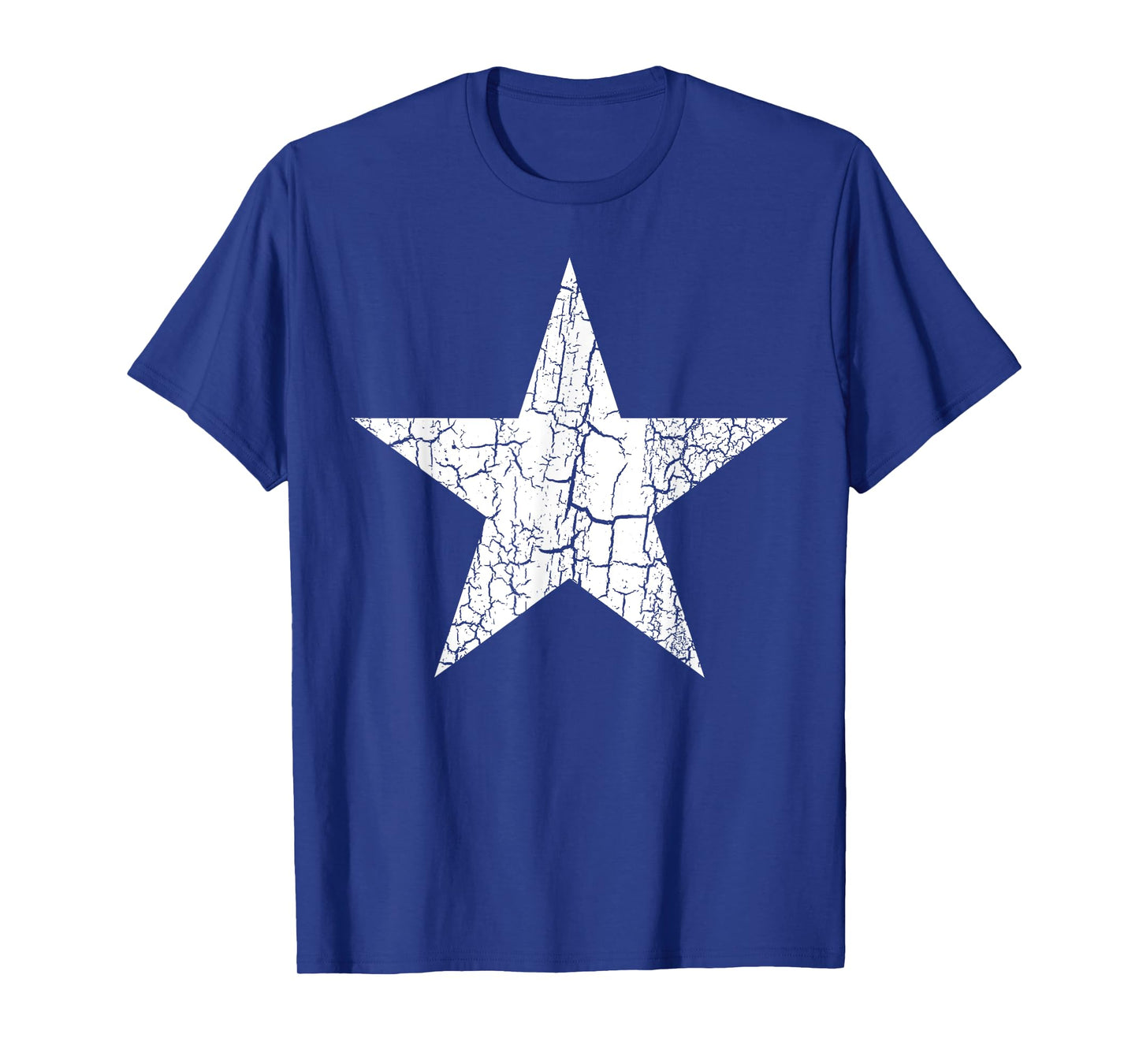 Star Distressed White Print Vintage Star White T-Shirt