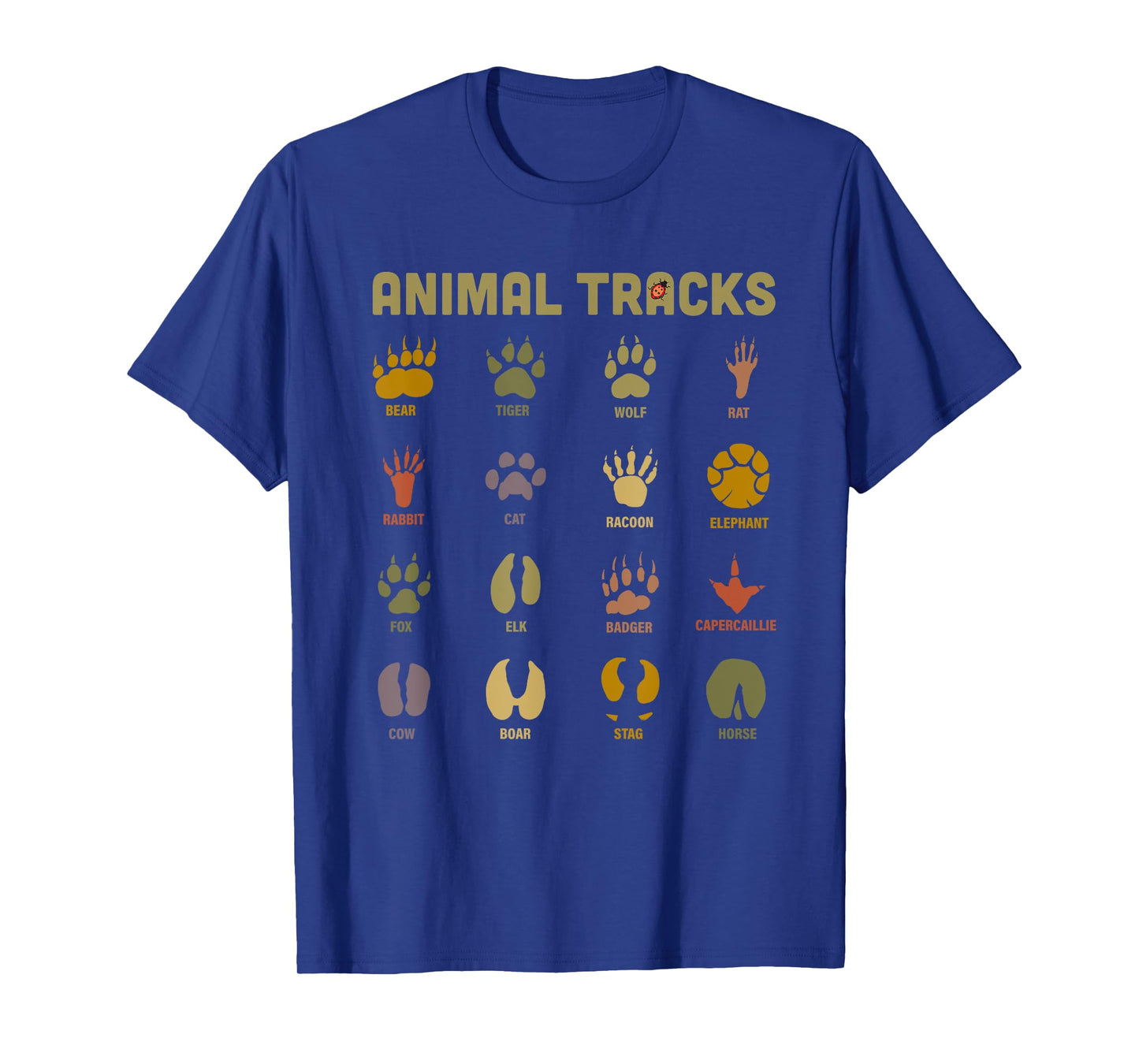 Children's Kids Wild Animal Tracks Childrens Learning Design T-Shirt Small