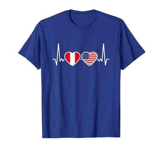 Peru USA Heartbeat Flag American Peruvian T-Shirt