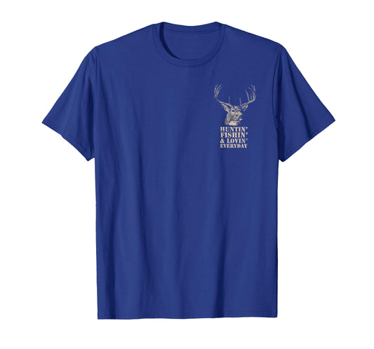 Hunting and Fishing American Flag (Design on Front and Back) T-Shirt