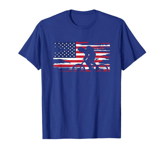 American Flag MTB Mountain Bike Apparel - MTB Mountain Bike T-Shirt