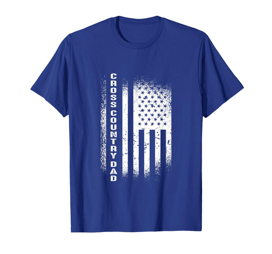 Cross Country Dad Running Vintage American Flag XC Runner T-Shirt for Men