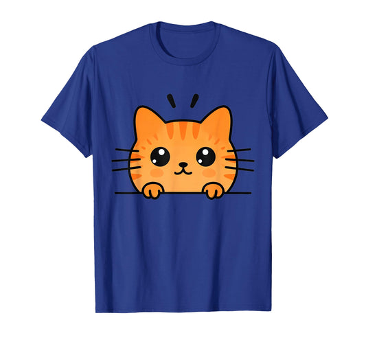 Cute Orange Kitty Cat Peeking Over at You Ginger Cat Lover T-Shirt