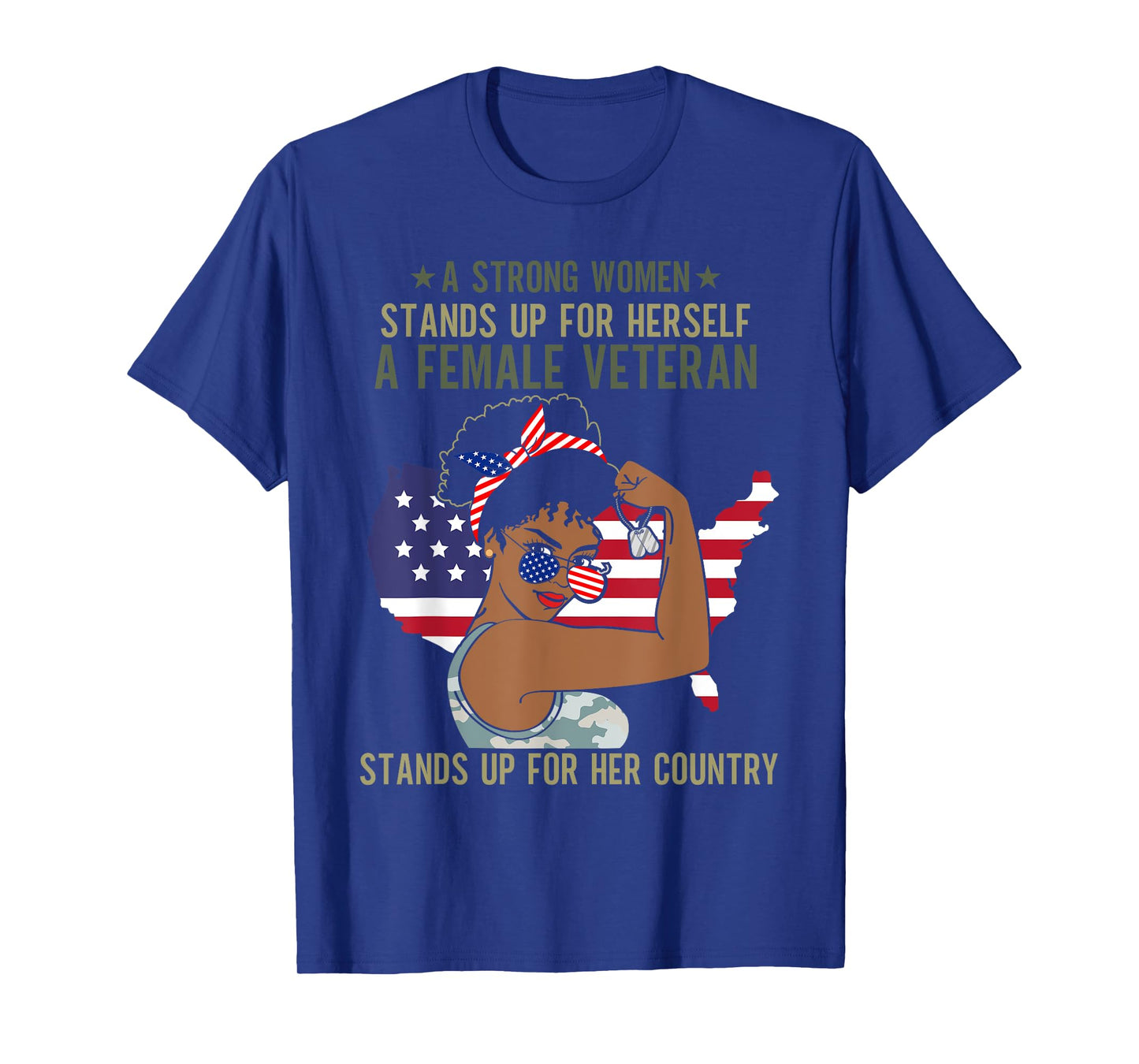 African American Army Veteran Female Afro Melanin Girl T-Shirt