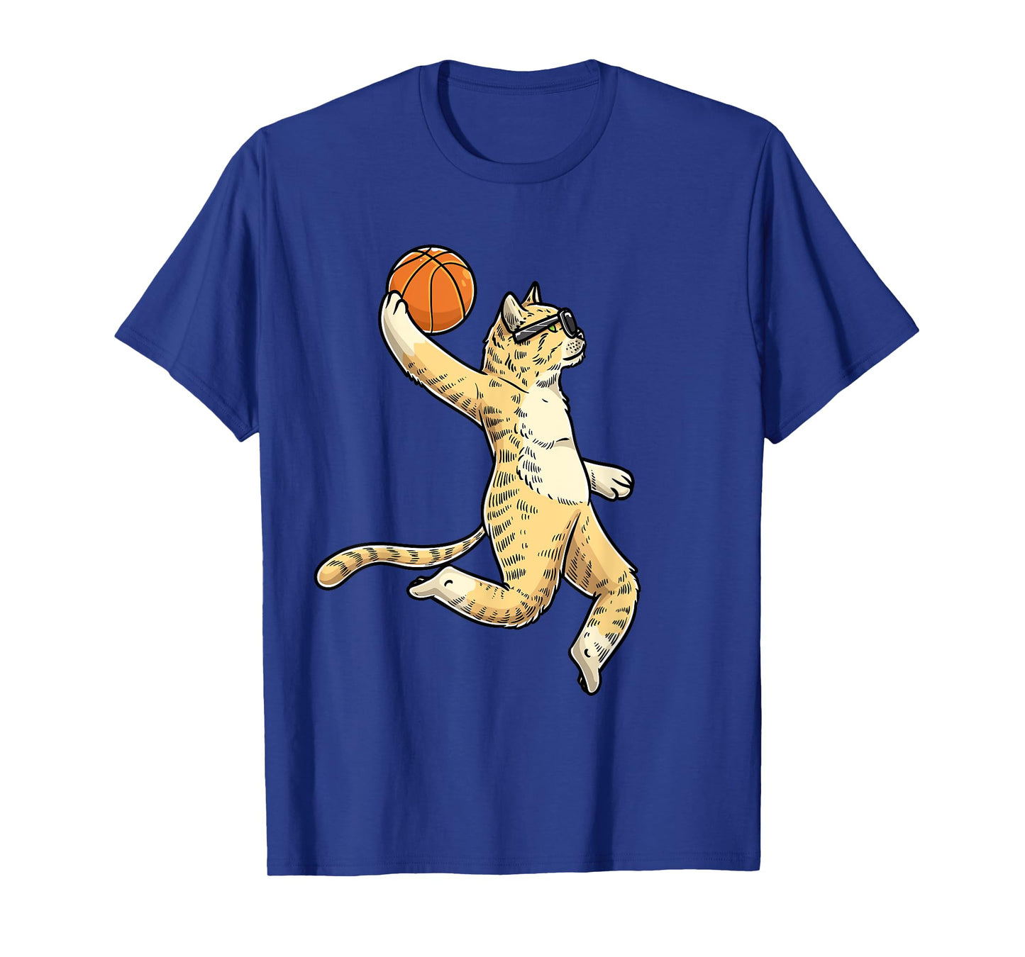 Cat With Basketball Ball Basketball Player T-Shirt for Men Women Girls Kids