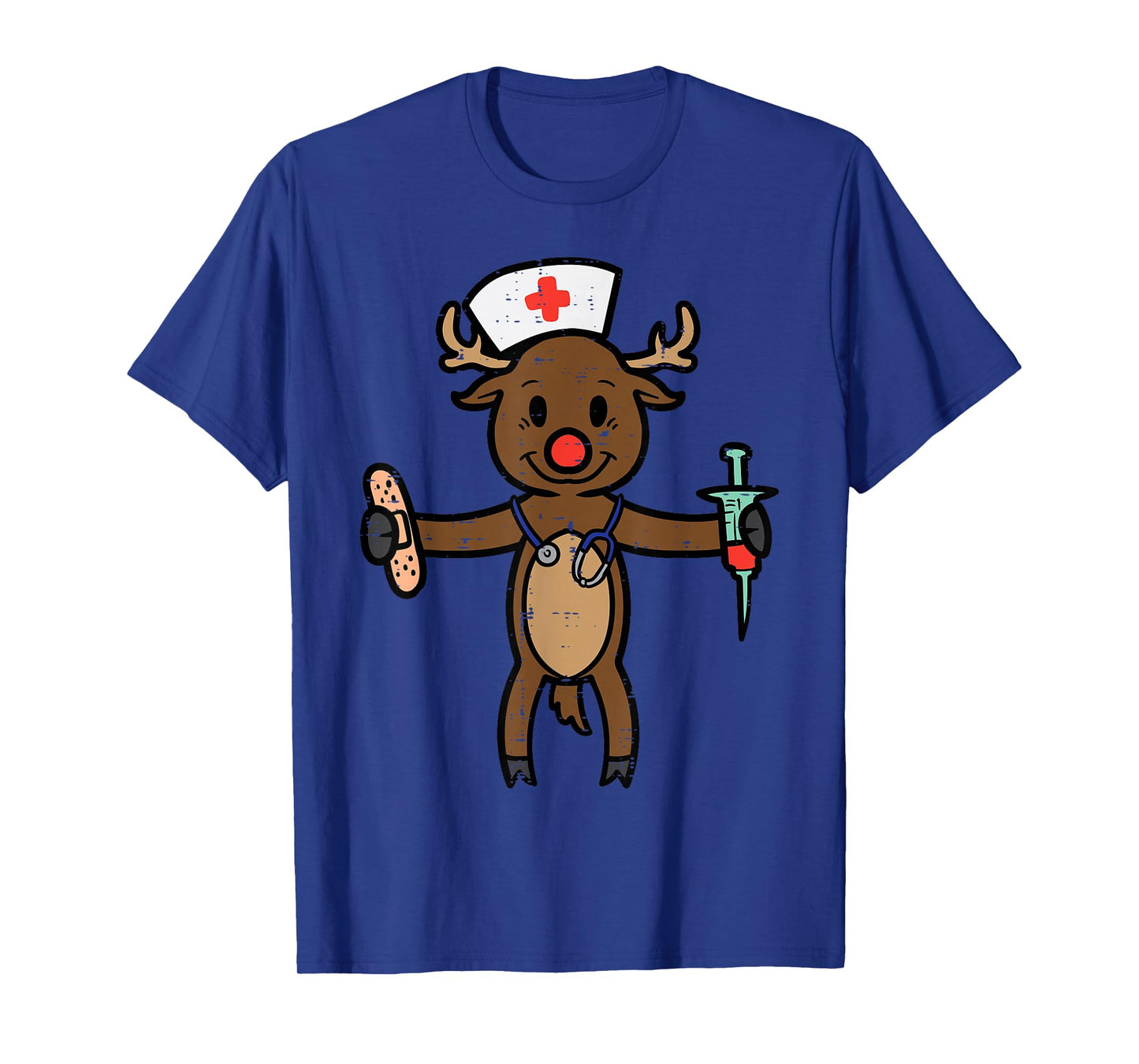 Christmas Nurse Reindeer Funny Xmas Nursing Scrub Top Women T-Shirt