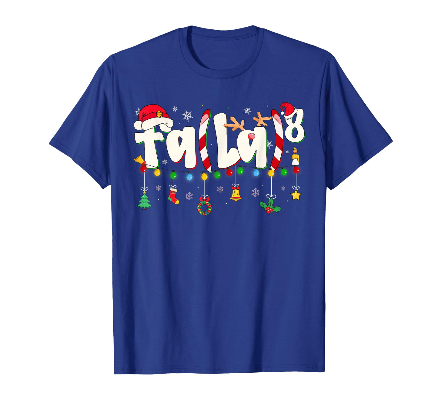 Funny Christmas Lights FA (La) 8 Santa Hat Math Teacher Kid T-Shirt