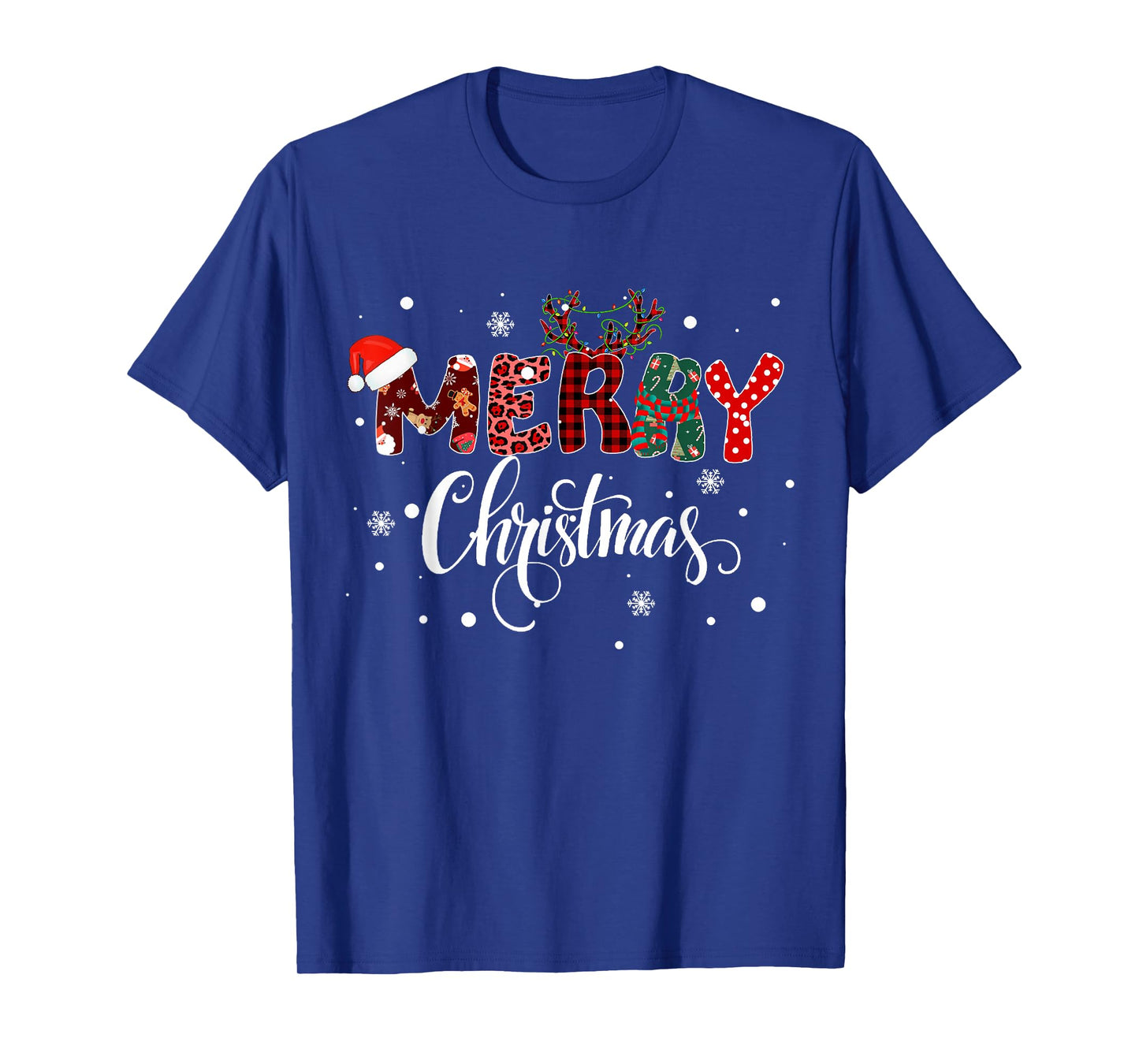 Merry Christmas Lights Red Santa Hat Xmas Family Men Women T-Shirt