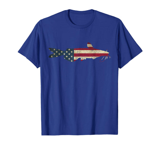 Catfish American Flag Catfish Patriotic Fisherman T-Shirt