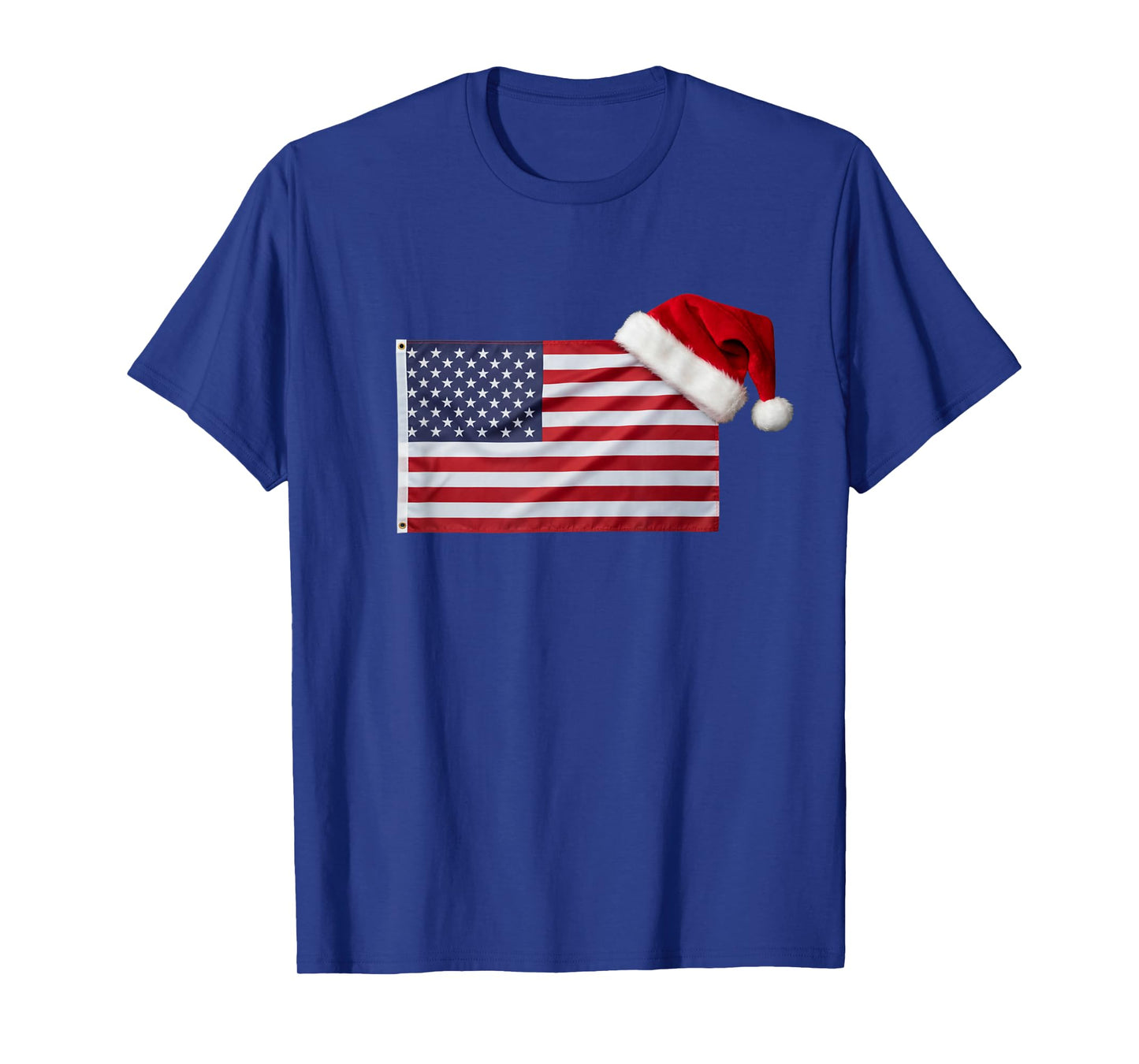 American Flag Santa Hat Funny Patriotic Christmas USA T-Shirt