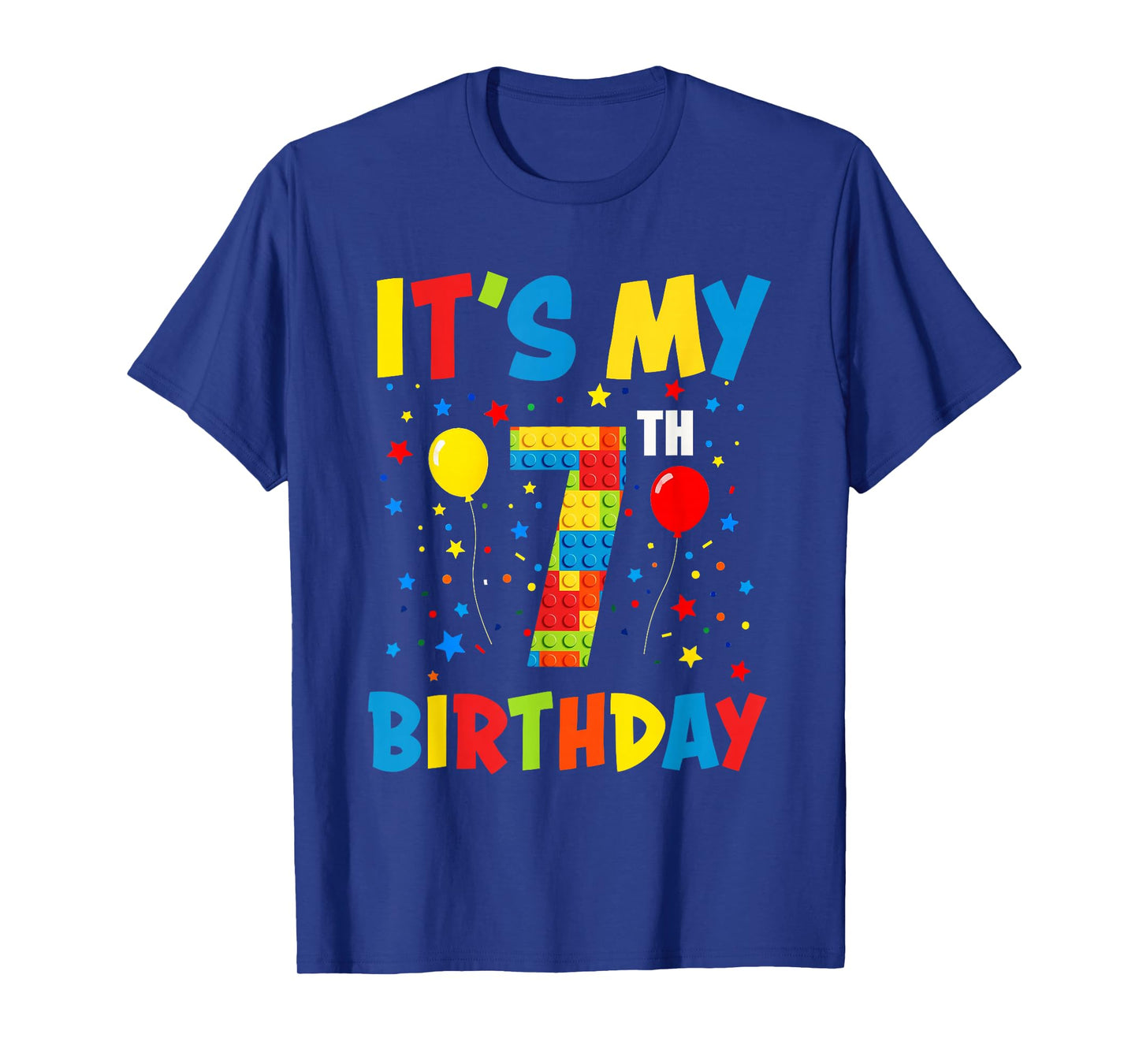 It’s My 7th Birthday 7 Year Old Building Blocks Kids Boys T-Shirt