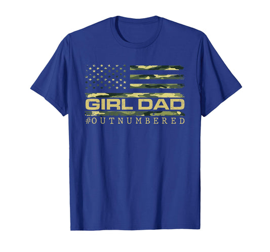 Girl Camo Dad American USA Flag Dad of Girls 4th of July T-Shirt
