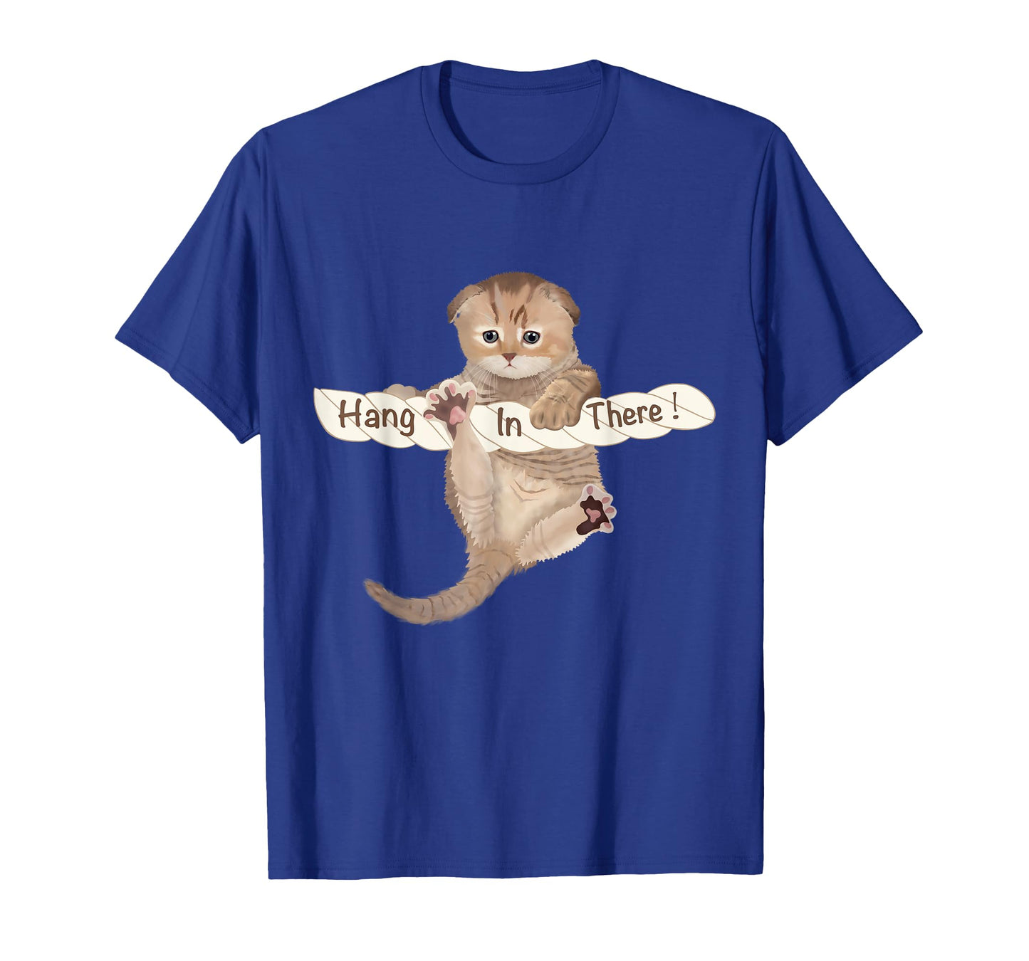 HUMORUS CATS Cute Cat 'Hang In There' Motivational & Inspirational Unisex Adult T-Shirt - Black, Small