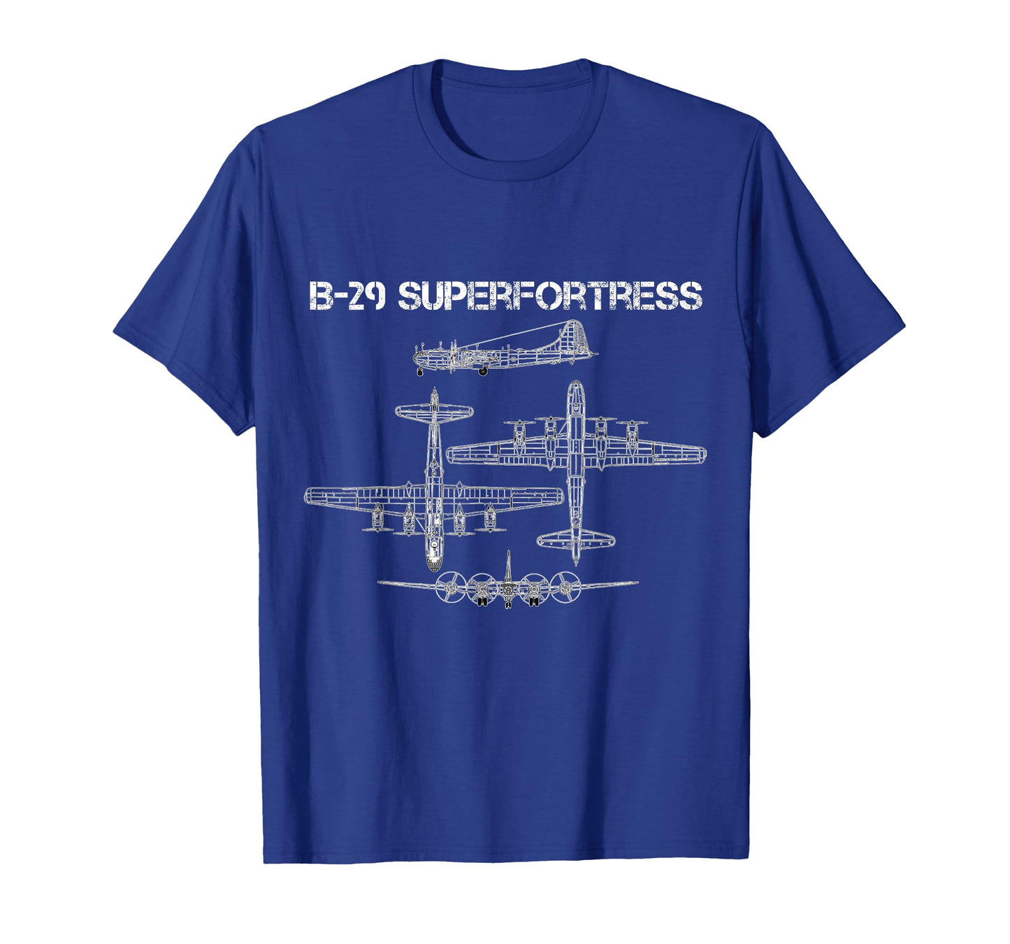 B-29 Superfortress WW2 Heavy Bomber Aircraft Blueprint T-Shirt