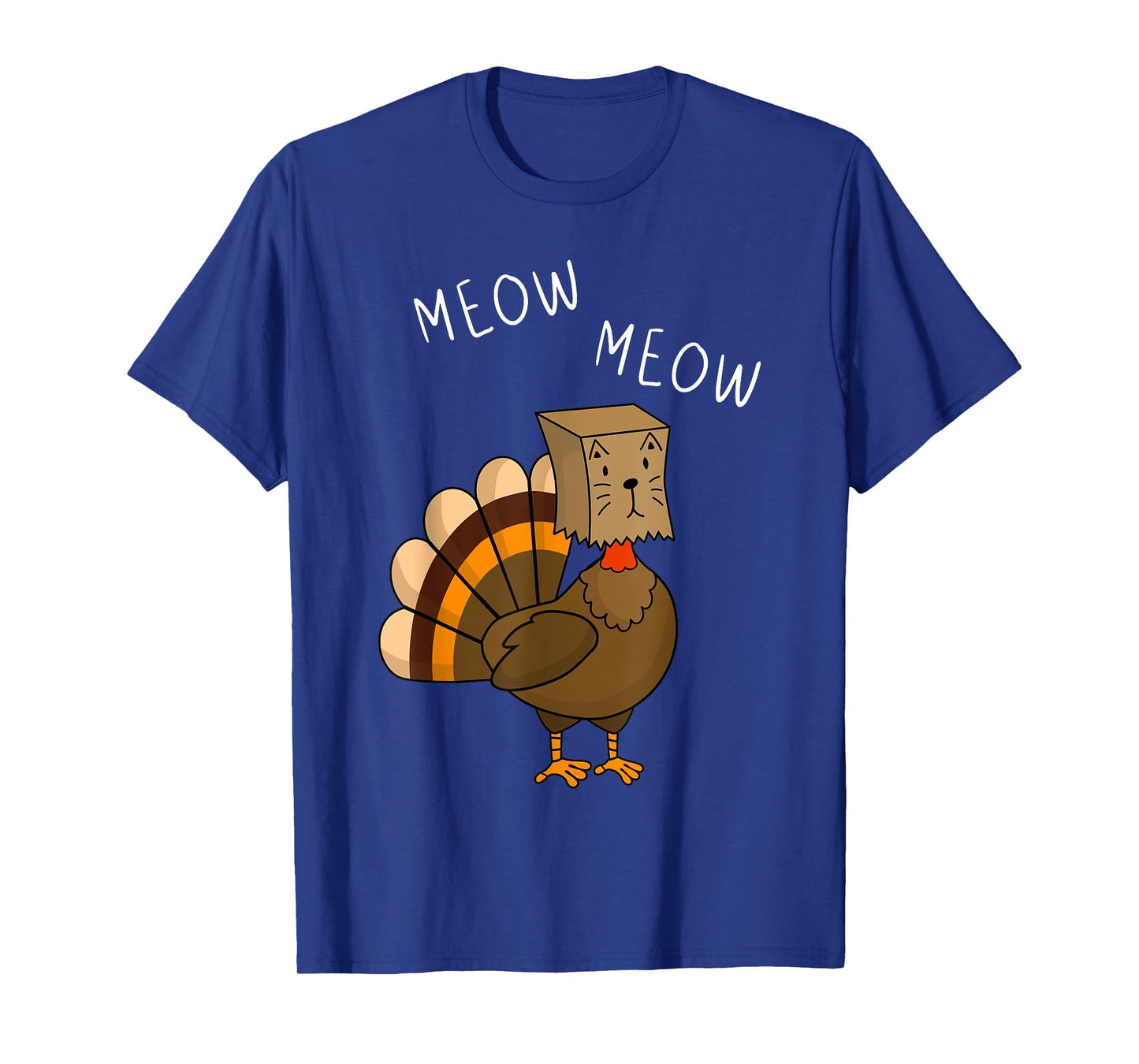Funny Thanksgiving Fake cat Meow with Turkey T-Shirt