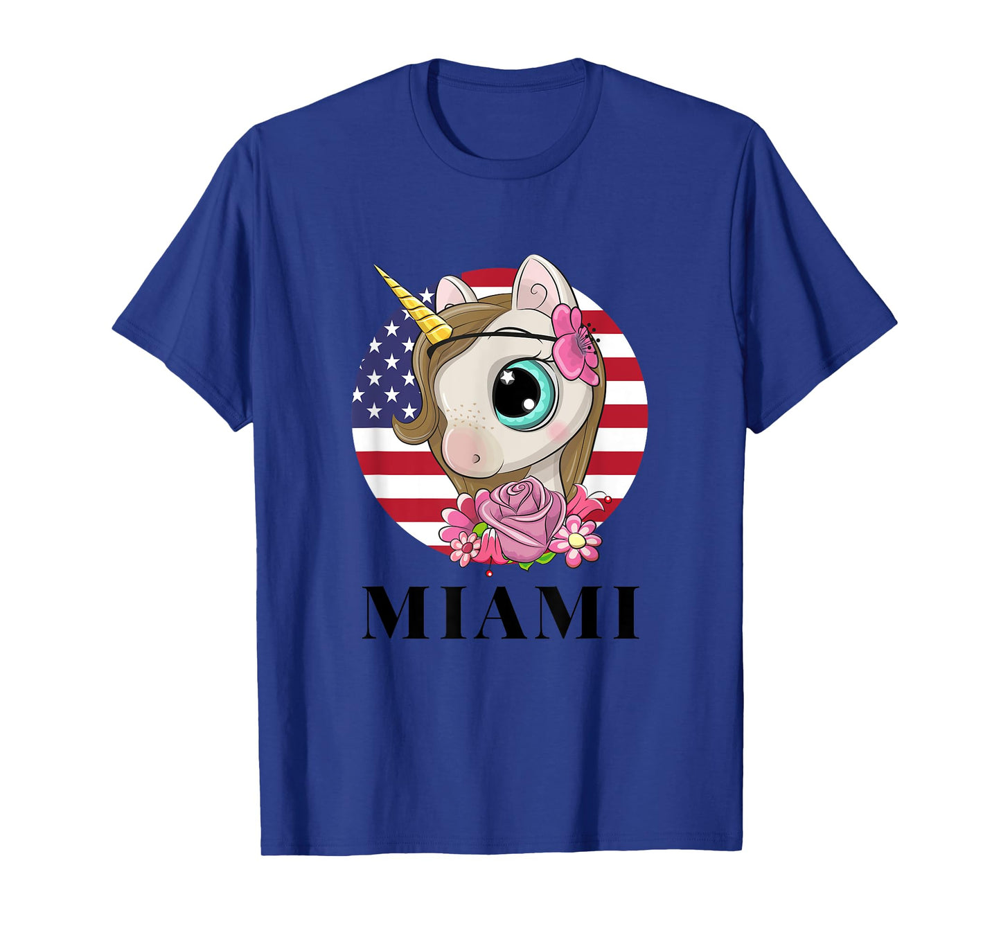 Cool Illustration Miami FL USA Unicorn Rainbow Squad Graphic T-Shirt