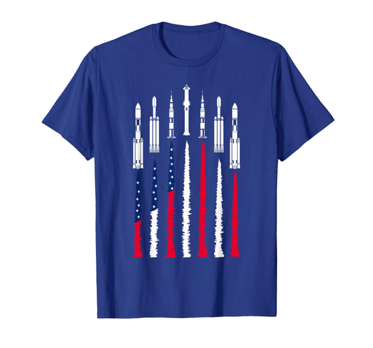 USA Space Rockets 4th of July Men Women Kids Funny Patriotic T-Shirt