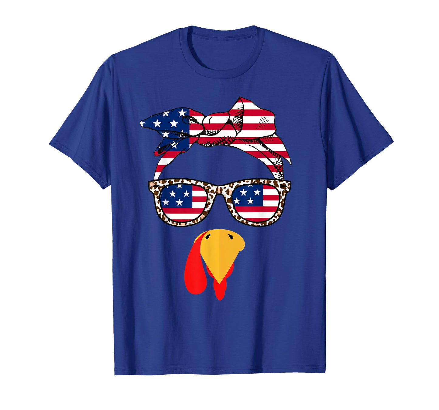 Turkey Face USA Flag Sunglasses Headband Women Thanksgiving T-Shirt
