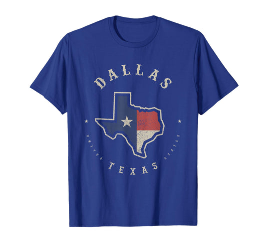 Vintage Dallas Texas State Flag Map Souvenir Gift T-Shirt