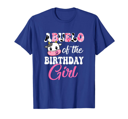 Abuelo Of The Birthday Girl Farm Cow 1St Birthday Girl T-Shirt