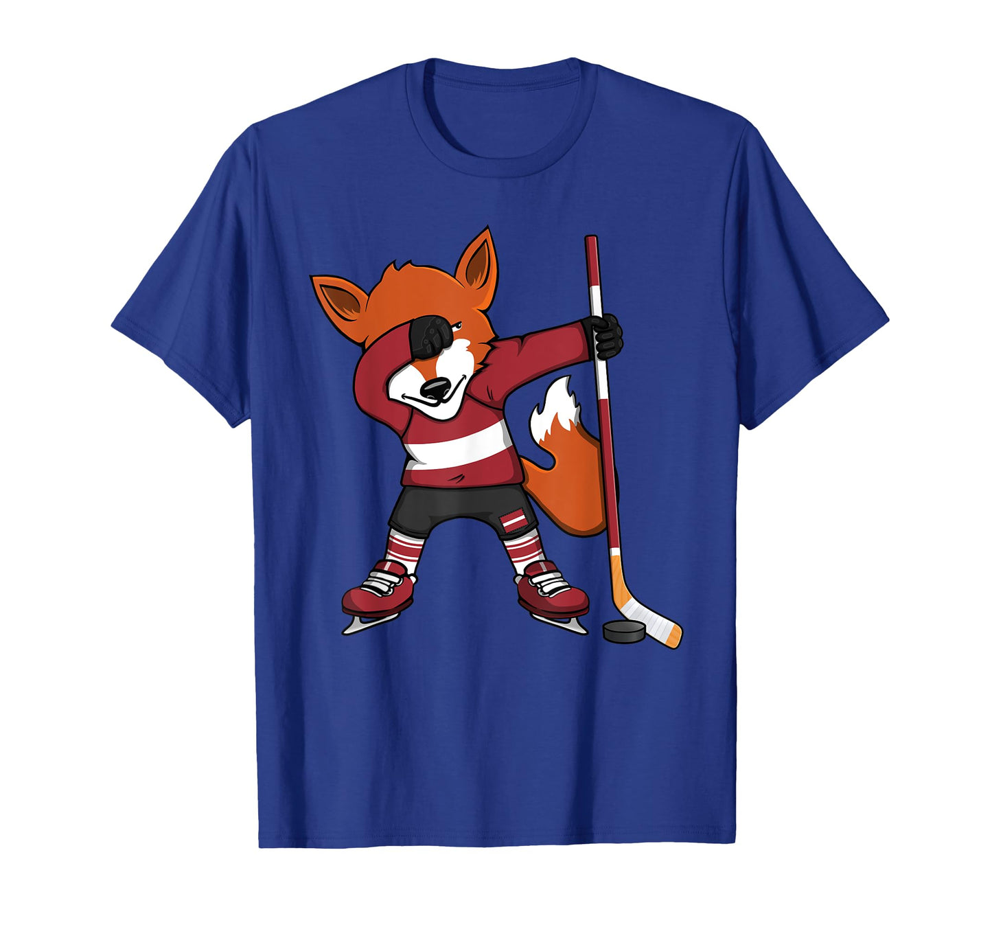 Dabbing Fox Latvia Ice Hockey Fans Jersey Dab Winter Sports T-Shirt