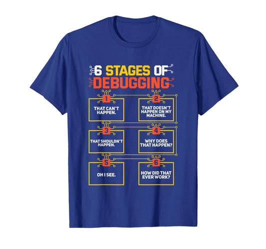 6 Stages of Debugging Computer Programmer Geek Gift T-Shirt