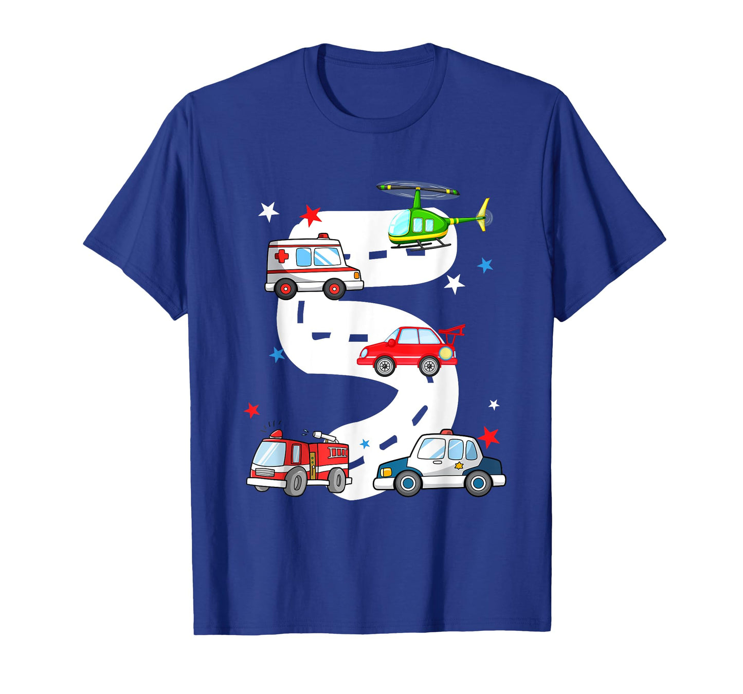 5th Birthday Emergency Vehicles 5 Year Old Birthday Kids T-Shirt