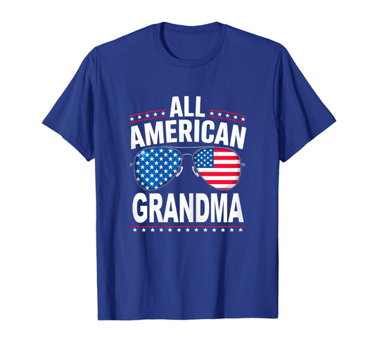 All American Grandma Funny 4th Of July Patriotic USA Flag T-Shirt