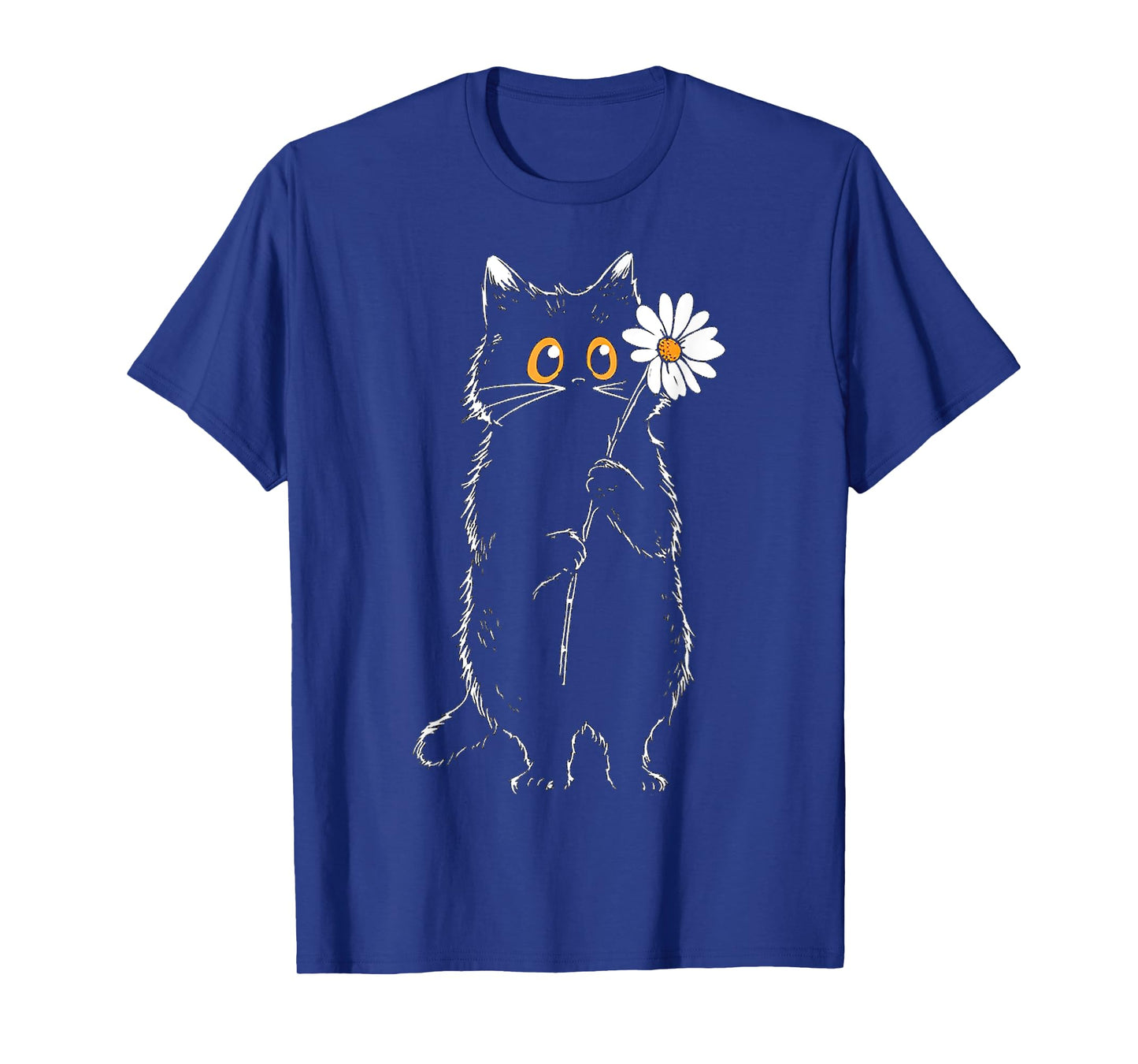 Cat Drawing Flower Cute Animal Motif Illustration Cat T-Shirt