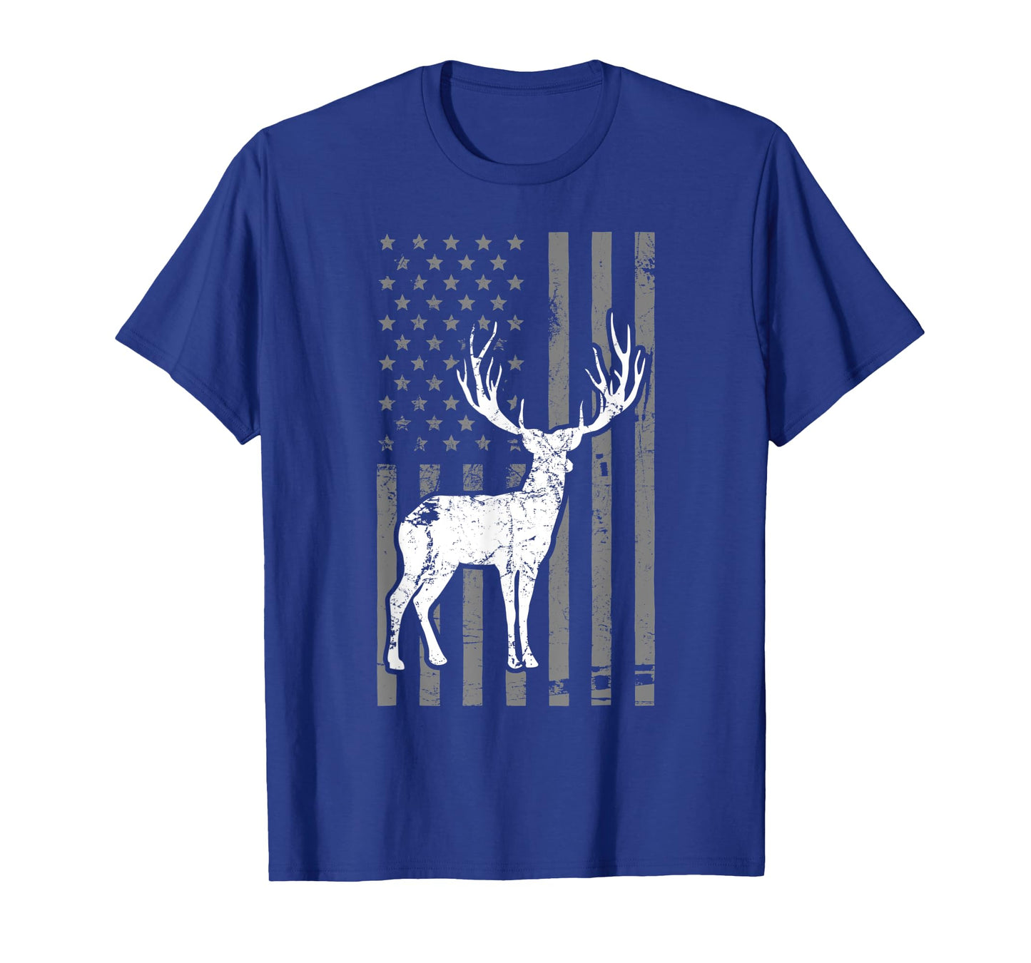 Whitetail Buck Deer Hunting USA Flag T-Shirt for Women Men