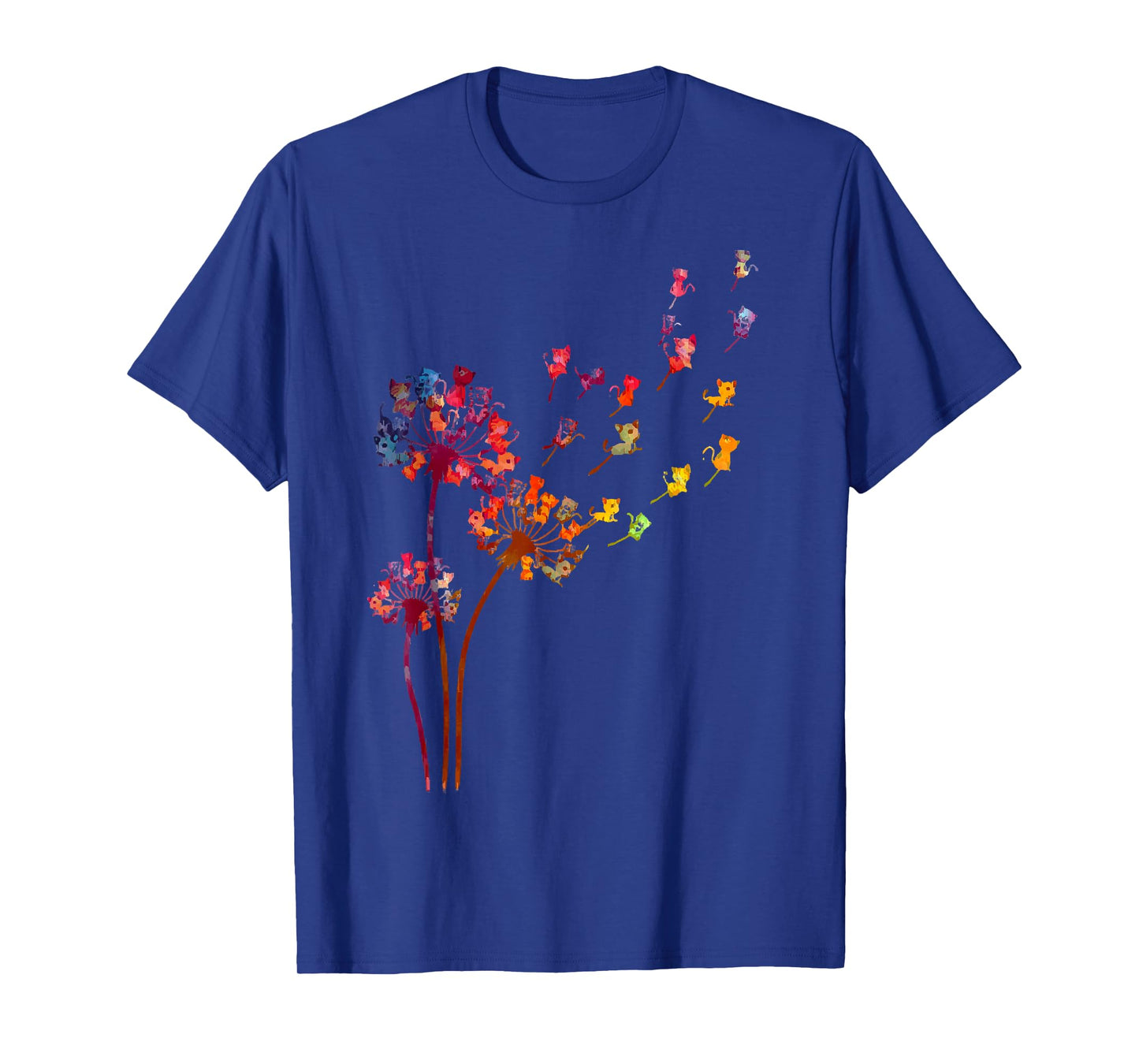 Tie Dye Dandelion Cats Flower Colorful Pet Cat T-Shirt Small