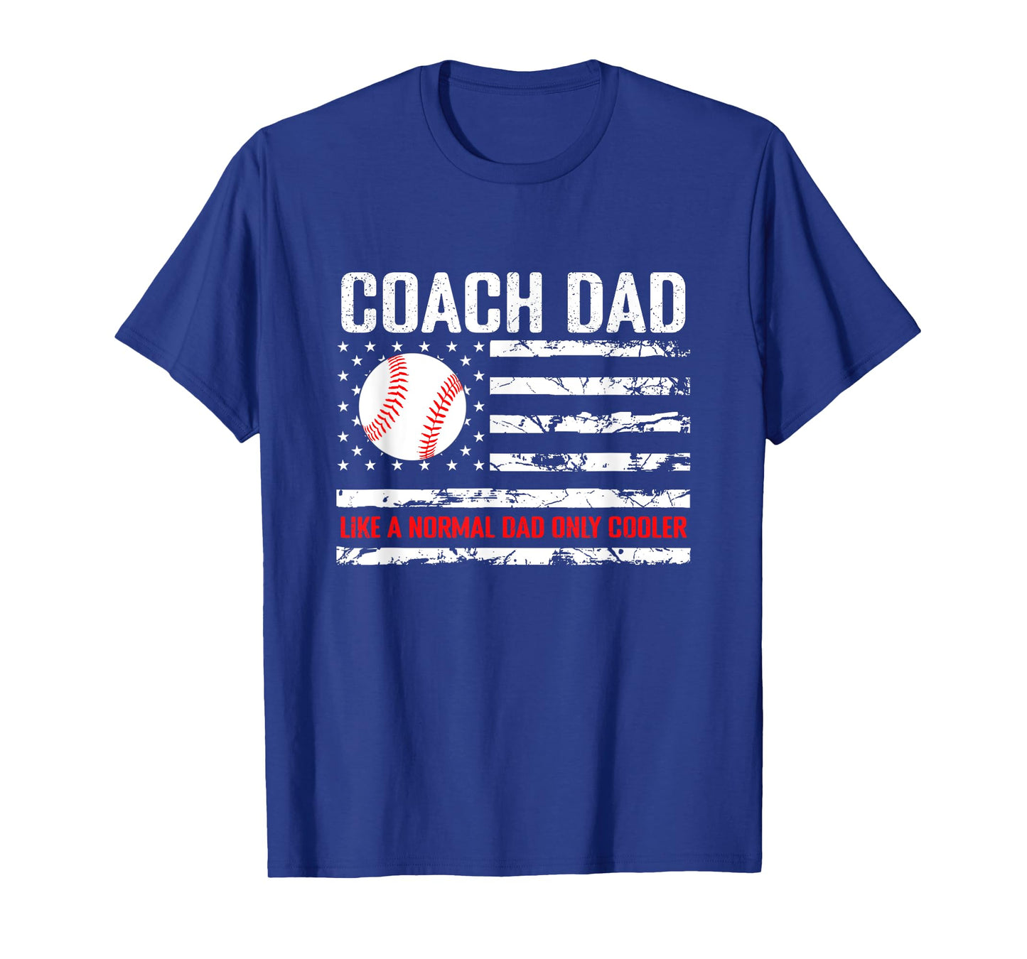 Baseball Coach Dad Like A Normal Dad Only Cooler USA Flag T-Shirt