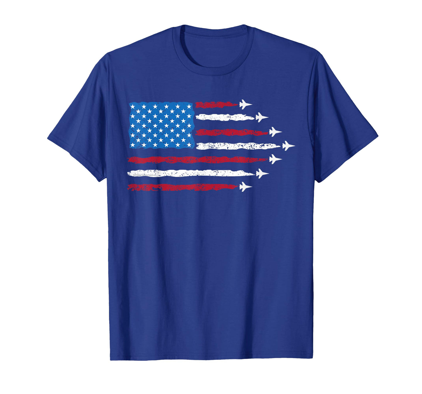 Patriotic Red White Blue USA Flag Fighter Jets 4th of July T-Shirt