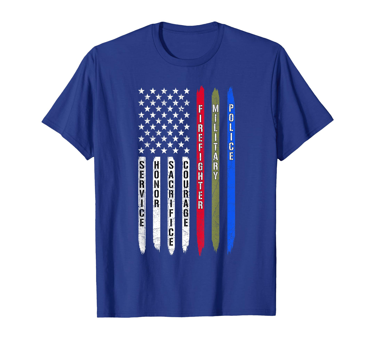 Police Military Fire Firefighter Thin Line Usa American Flag T-Shirt