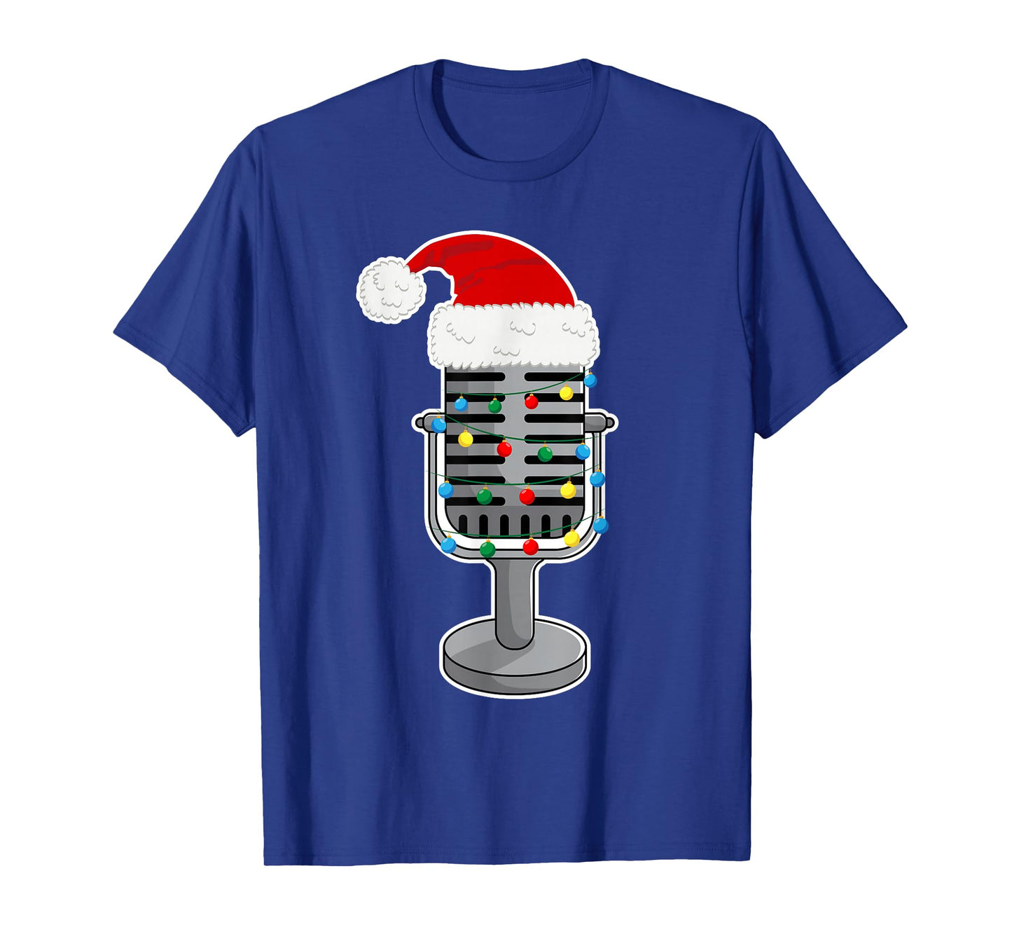Christmas Lights Podcast Mic Wearing Xmas Hat Podcaster T-Shirt