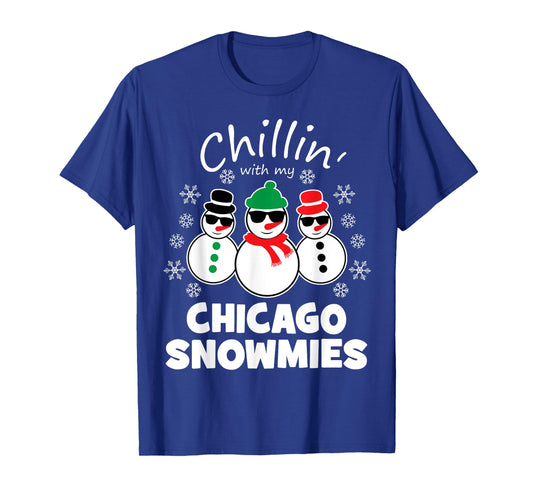 Chillin With My Chicago Snowmies Funny Christmas T-Shirt