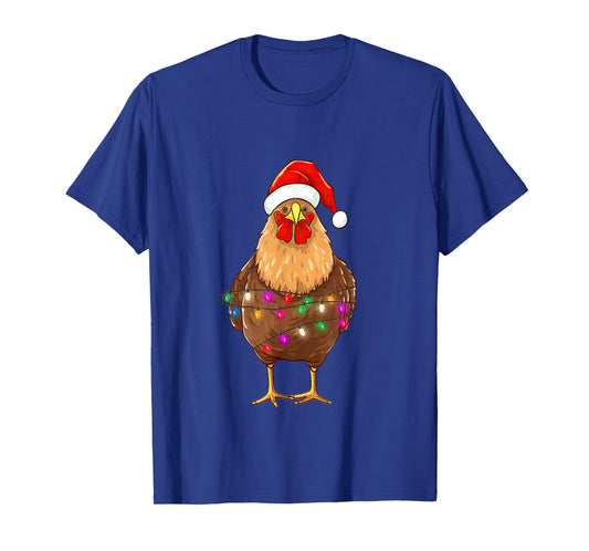 Chicken Christmas Lights Chicken Santa Farmer Xmas T-Shirt