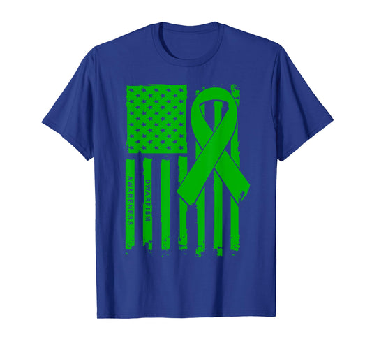 American Flag Green Ribbon Dwarfism Awareness T-Shirt for Women Men