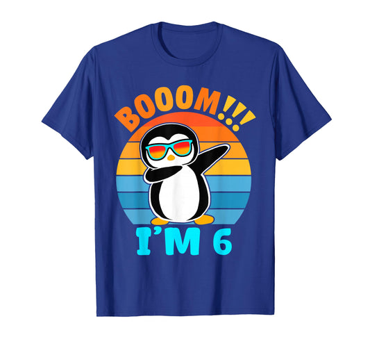 6th Birthday Dabbing Penguin 6 Year Old Bday Party Boy Girl T-Shirt