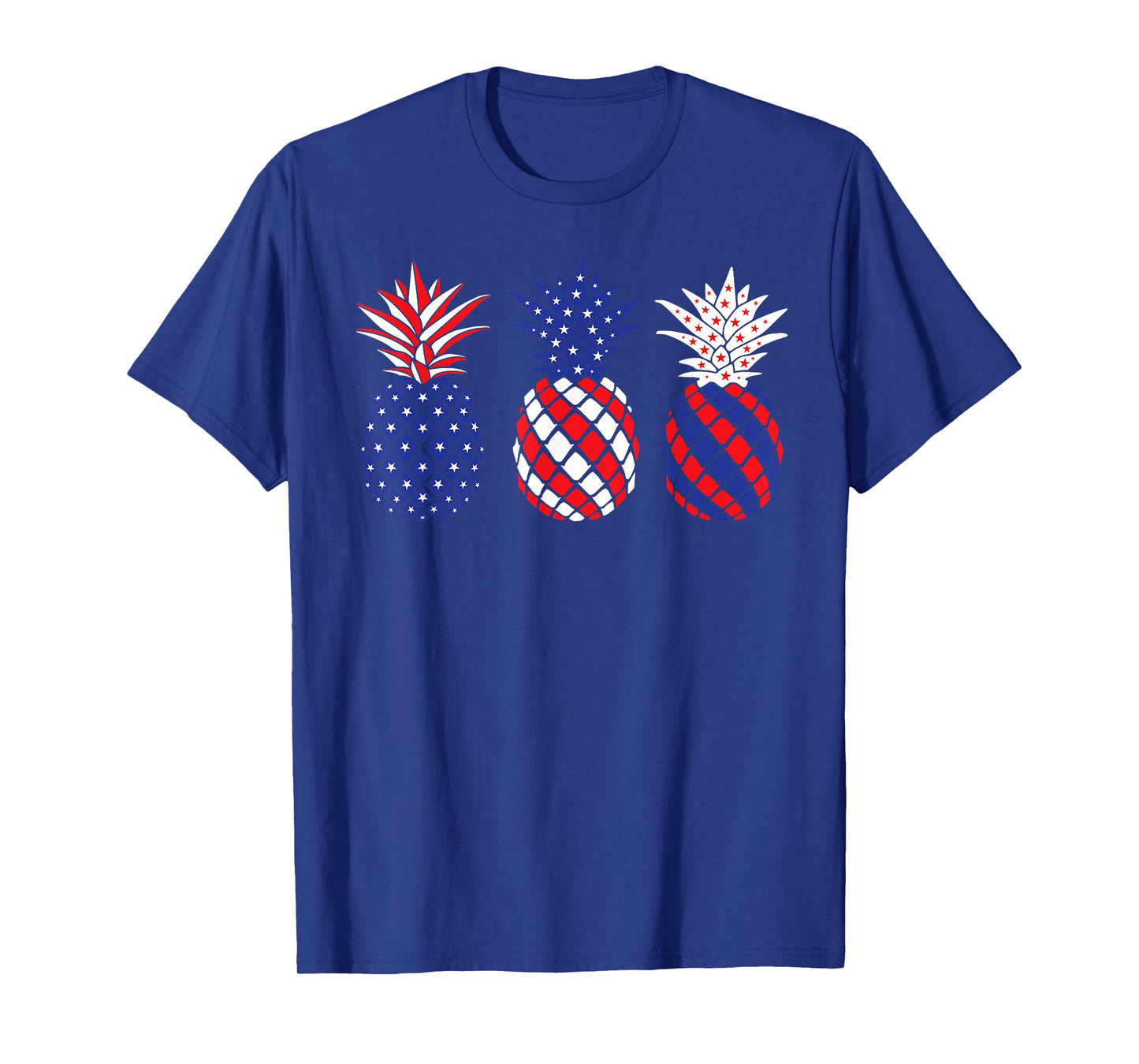 Funny Patriotic Red White & Blue Pineapple Hawaii July 4 Women Men T-Shirt