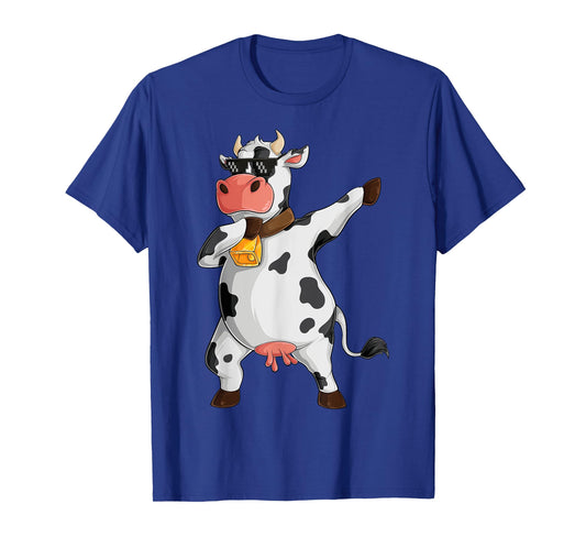 Funny Dabbing Cow Lover Farming Cow Girl Women Boy Men Kids T-Shirt Small