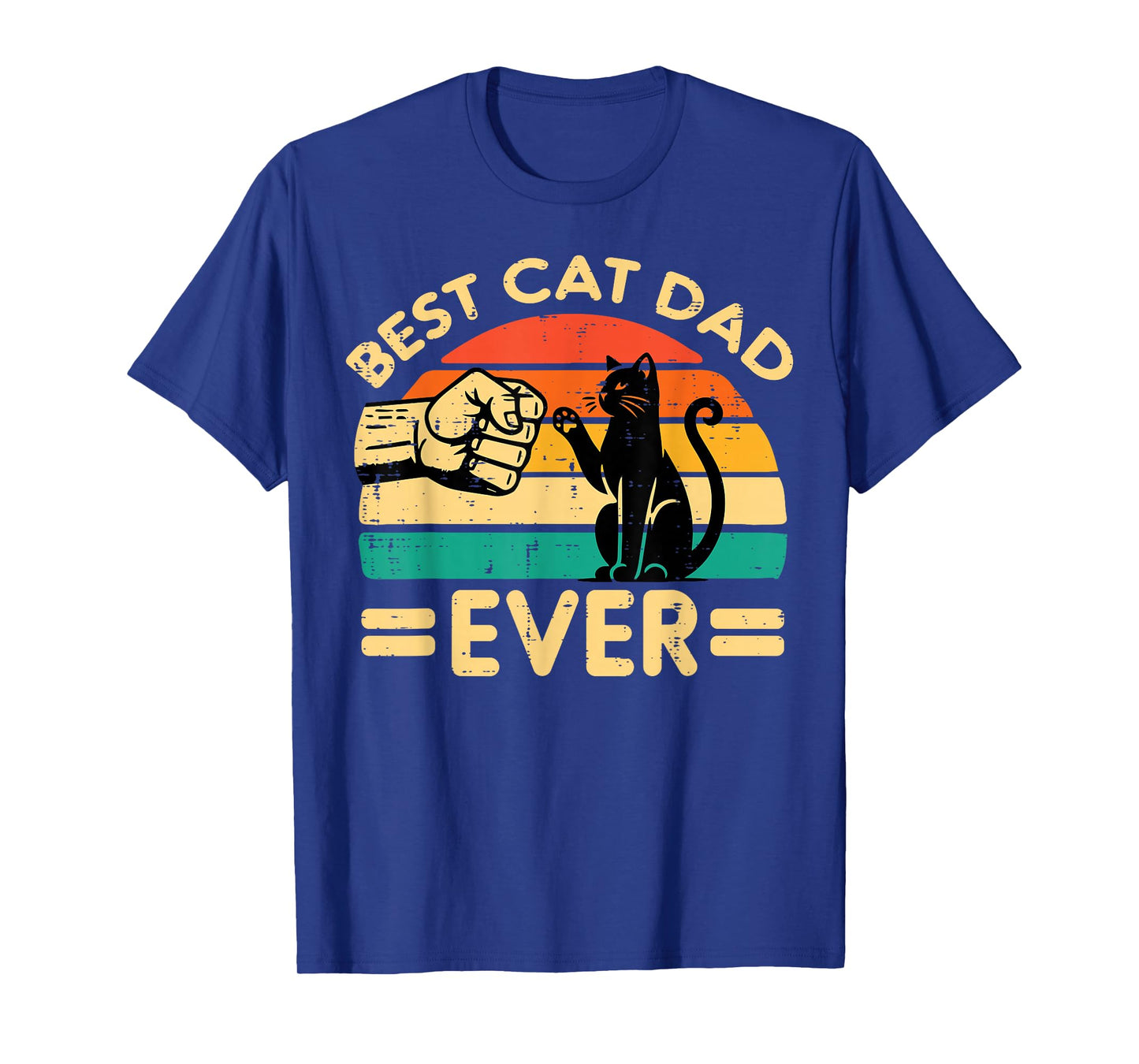 Best Cat Dad Ever Fist Bump Retro Fur Papa Fathers Day Men T-Shirt