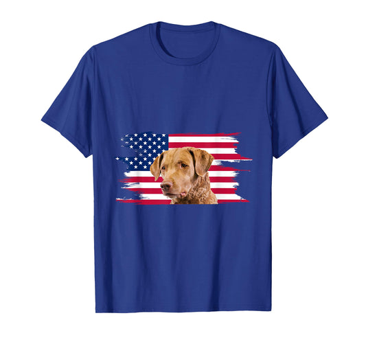 American Flag Dog Chesapeake Bay Retriever T-Shirt