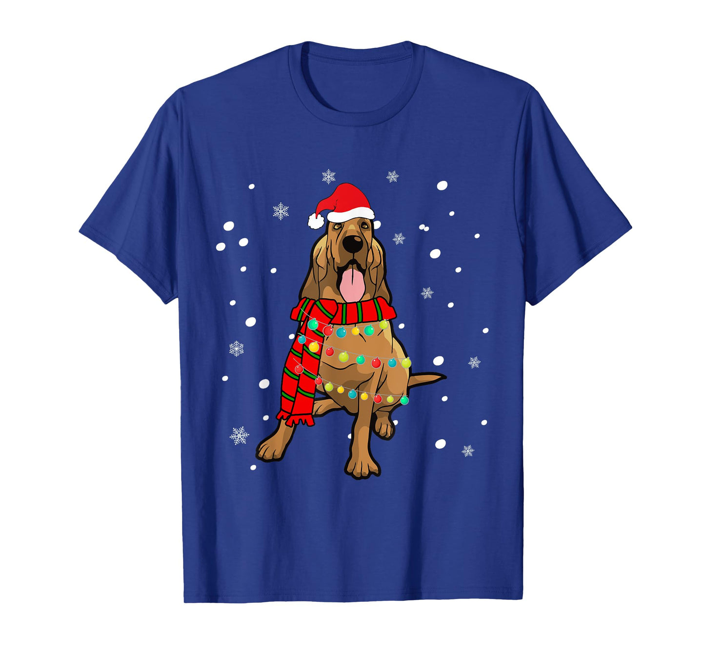 Cute Christmas Bloodhound Dog Lights T-Shirt for Men Women