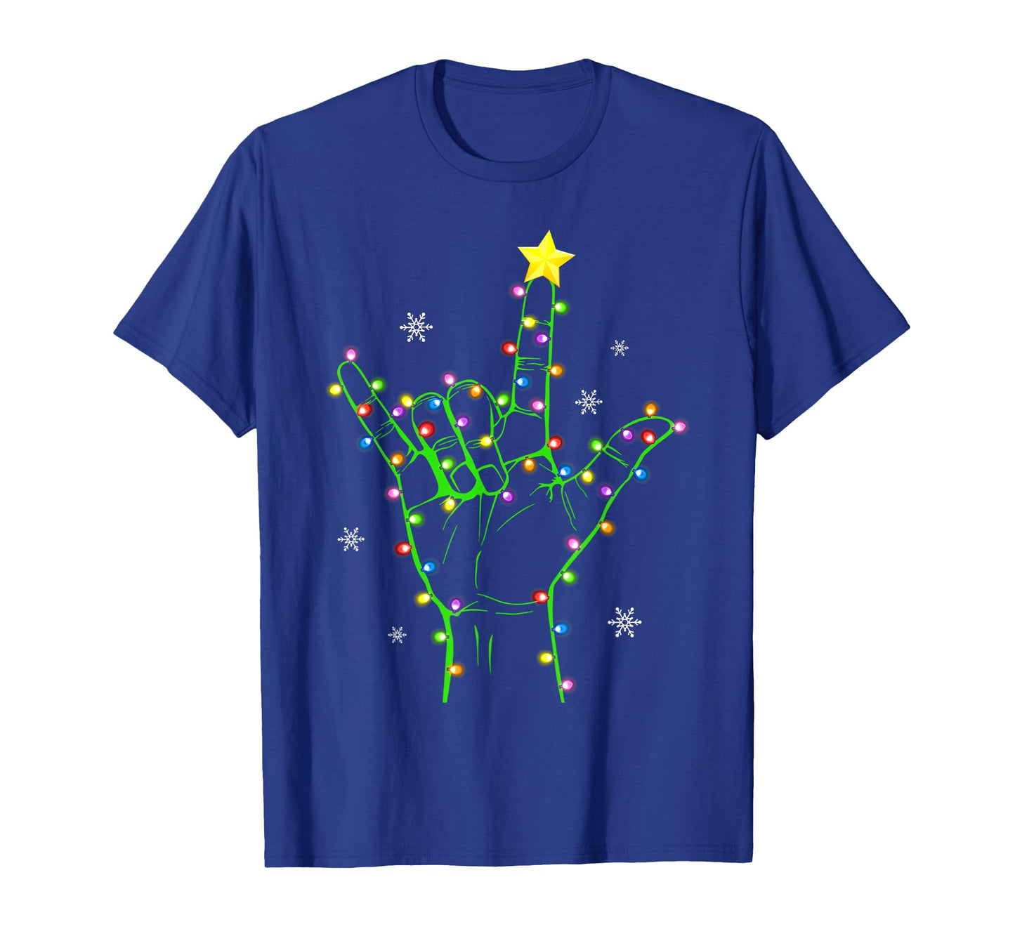 ASL Christmas Christmas Tree Lights American Sign Language T-Shirt
