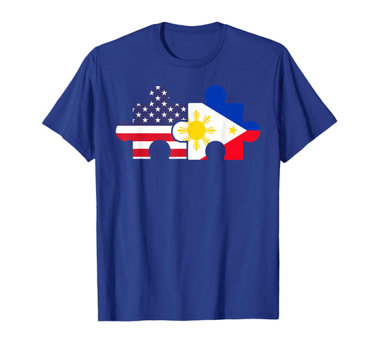 America Flag Filipino Flag Puzzle Piece USA Philippines T-Shirt