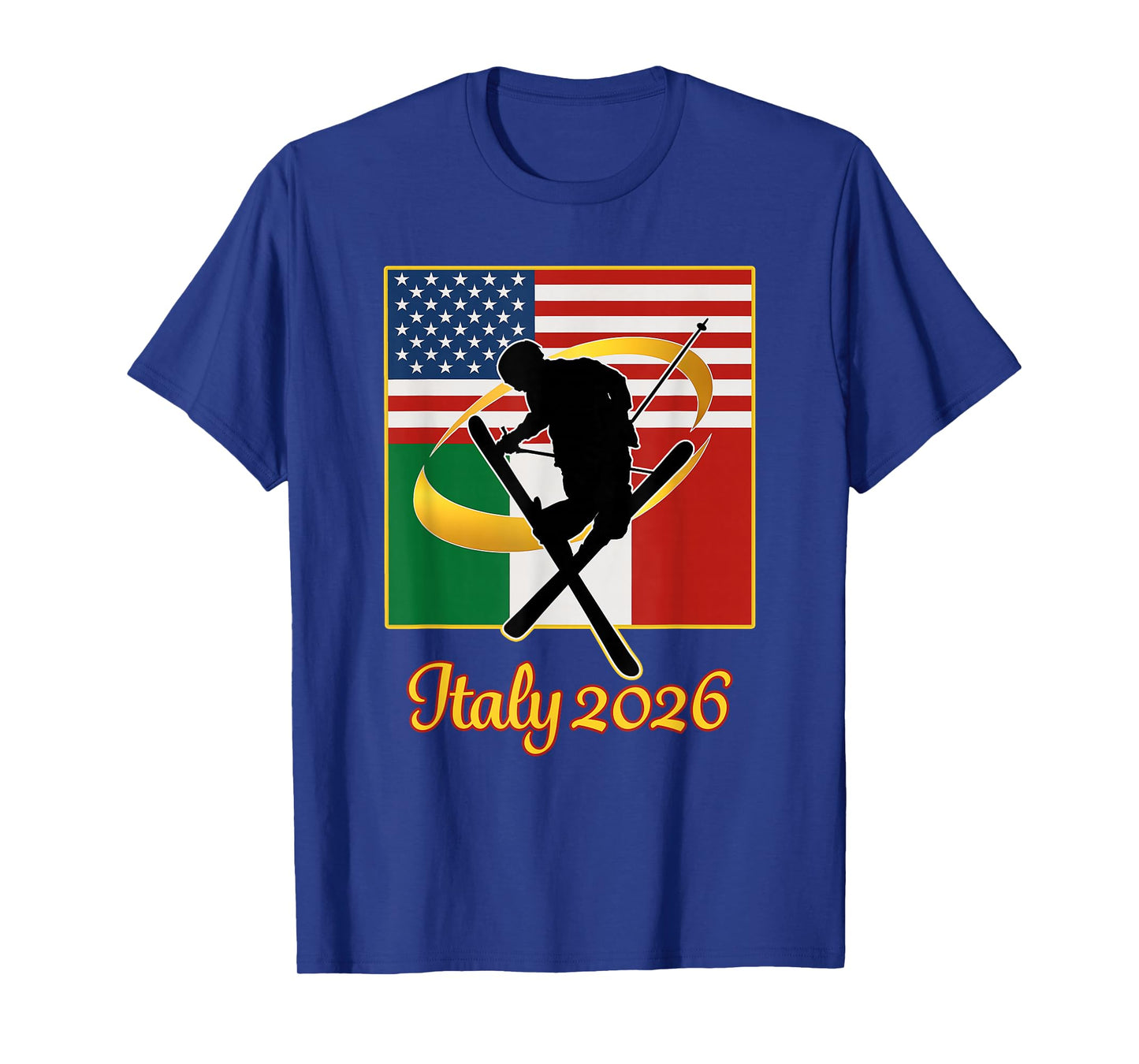 Italy 2026 Freestyle Skiing USA Italy Flags Winter Sports T-Shirt