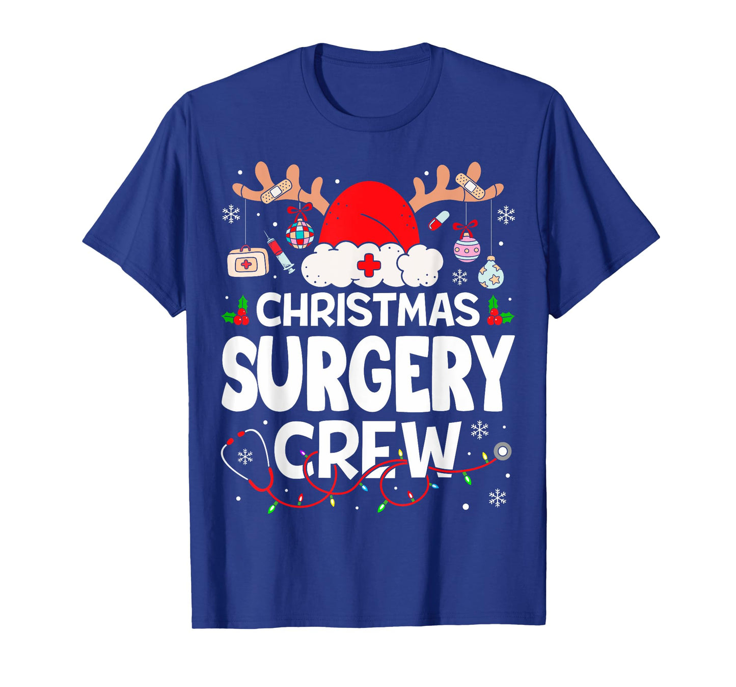 Christmas Surgery Crew Reindeer Santa Surgical Nurse T-Shirt